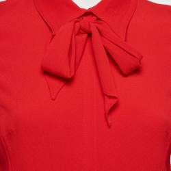 Sandro Red Crepe Tie Collar Rage Short Dress M