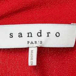 Sandro Red Crepe Tie Collar Rage Short Dress M