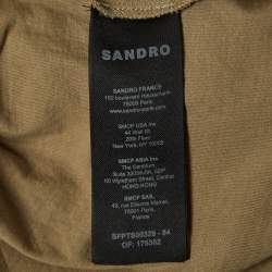Pre Owned Sandro Olive Green Rhinestone Embellished Cotton T-Shirt XS