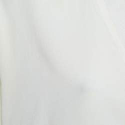 Pre Owned Sandro Off White Silk Rib Trim V-Neck Blouse L