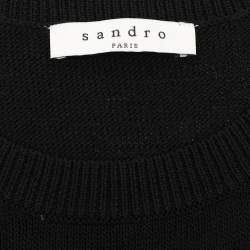 Sandro Black Perforated Knit Long Sleeve Jumper L