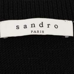 Sandro Black Perforated Knit Long Sleeve Jumper L