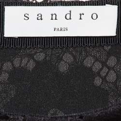 Pre Owned Sandro Black Lace Embroidered Midi Skirt M