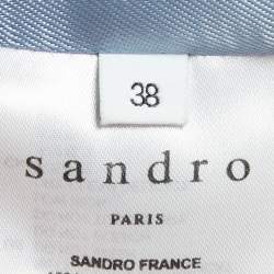 Pre Owned Sandro Blue Wool Blend Long Coat M