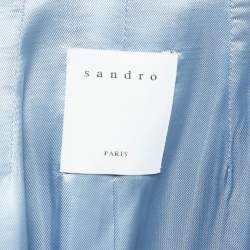 Pre Owned Sandro Blue Wool Blend Long Coat M