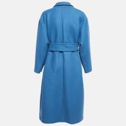 Pre Owned Sandro Blue Wool Blend Long Coat M