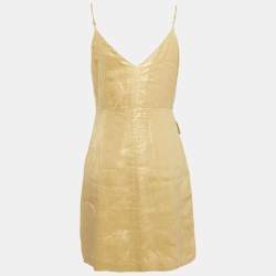 Pre Owned Sandro Metallic Linen Drape Detail Mini Dress M