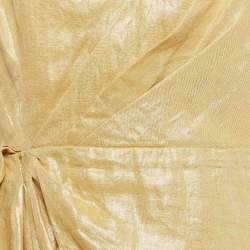Pre Owned Sandro Metallic Linen Drape Detail Mini Dress M
