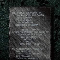 Pre Owned Sandro Green Guipure Lace Tie-Up Neck Mini Dress L