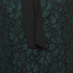 Pre Owned Sandro Green Guipure Lace Tie-Up Neck Mini Dress L