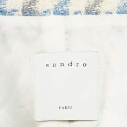 Pre Owned Sandro Blue Houndstooth Tweed Oversized Blazer S