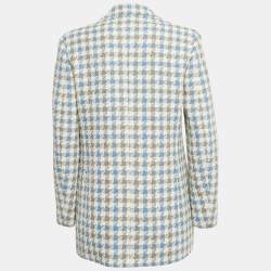 Pre Owned Sandro Blue Houndstooth Tweed Oversized Blazer S