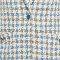 Pre Owned Sandro Blue Houndstooth Tweed Oversized Blazer S