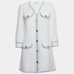 Sandro White Tweed V-Neck Short Dress M