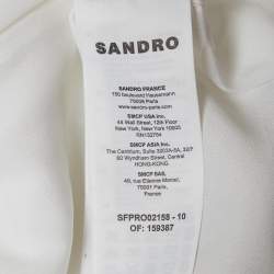 Sandro White Tweed V-Neck Short Dress M
