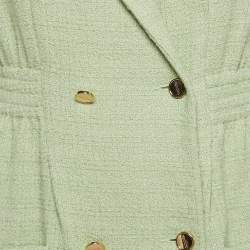 Pre Owned Sandro Sage Green Tweed Double Breasted Short Dress M