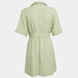 Pre Owned Sandro Sage Green Tweed Double Breasted Short Dress M