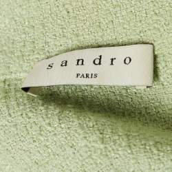 Pre Owned Sandro Sage Green Tweed Double Breasted Short Dress M