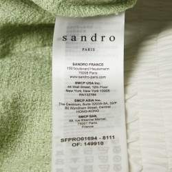 Pre Owned Sandro Sage Green Tweed Double Breasted Short Dress M