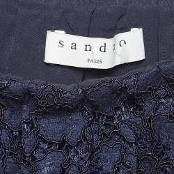 Sandro Navy Blue Lace Mini Scallop Hem Jumpsuit S