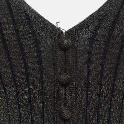 Pre Owned Sandro Metallic Lurex Knit V-Neck Midi Dress M