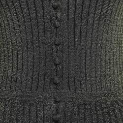 Pre Owned Sandro Metallic Lurex Knit V-Neck Midi Dress M