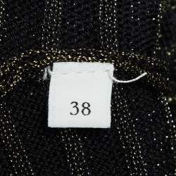 Pre Owned Sandro Metallic Lurex Knit V-Neck Midi Dress M