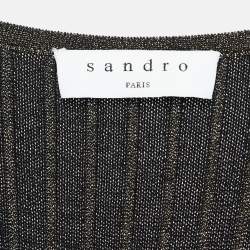 Pre Owned Sandro Metallic Lurex Knit V-Neck Midi Dress M