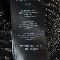 Pre Owned Sandro Metallic Lurex Knit V-Neck Midi Dress M