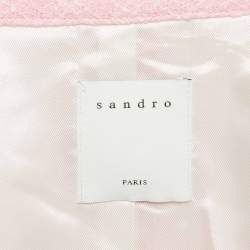 Sandro Pink Tweed Button Front Ruffled Jacket XS