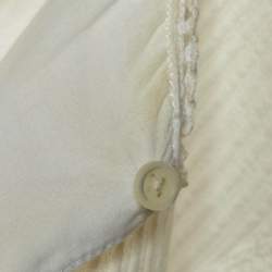 Pre Owned Sandro White Ramie Lace Trim Ruffled Top L