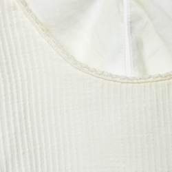 Pre Owned Sandro White Ramie Lace Trim Ruffled Top L