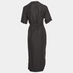 Sandro Black Linen Blend Wrap Style Midi Dress XS