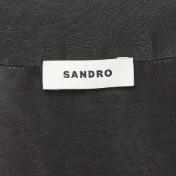 Sandro Black Linen Blend Wrap Style Midi Dress XS