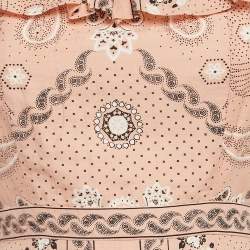 Pre Owned Sandro Peach Pink Bandana Print Linen Blend Coquette Gale Dress XS