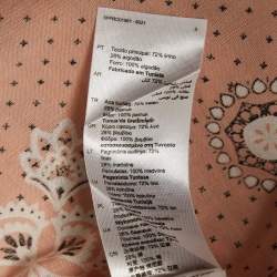 Pre Owned Sandro Peach Pink Bandana Print Linen Blend Coquette Gale Dress XS