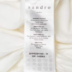 Pre Owned Sandro White Gabardine Celia Ruched Shirt Dress S