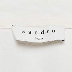 Pre Owned Sandro White Gabardine Celia Ruched Shirt Dress S