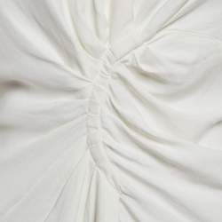 Pre Owned Sandro White Gabardine Celia Ruched Shirt Dress S