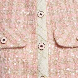 Sandro Pink Sequin Tweed Sleeveless Crop  Jacket S
