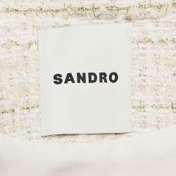 Sandro Pink Sequin Tweed Sleeveless Crop  Jacket S