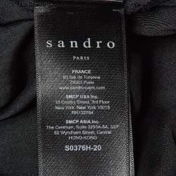 Pre Owned Sandro Black Knit and Satin Detachable Collar Top M