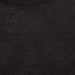 Pre Owned Sandro Black Knit and Satin Detachable Collar Top M