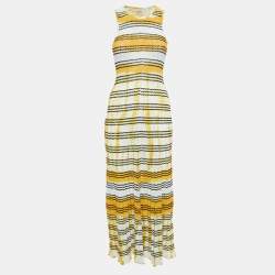 Sandro Yellow Julie Stripe Pointelle Knit Tank Dress M