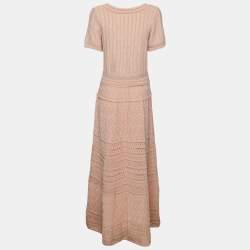 Pre Owned Sandro Beige Lurex Knit Maxi Dress L