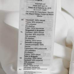 Pre Owned Sandro White Textured Crepe Trim Detail Mini Dress L