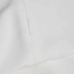 Pre Owned Sandro White Textured Crepe Trim Detail Mini Dress L