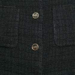 Pre Owned Sandro Black Lace Collar Trim Tweed Mini Dress S