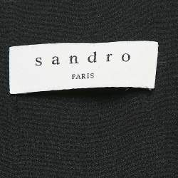 Pre Owned Sandro Black Lace Collar Trim Tweed Mini Dress S