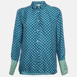Sandro Green Printed Crepe Button Front Shirt S